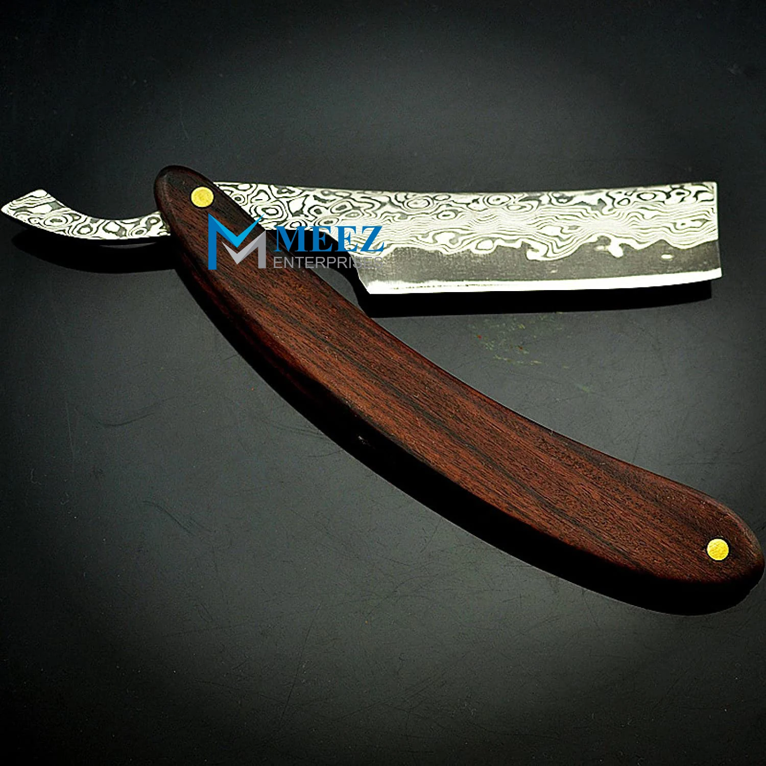 Professional Straight Edge Razor Damascus Pattern Steel Rosewood Handle Razor Beauty Tools
