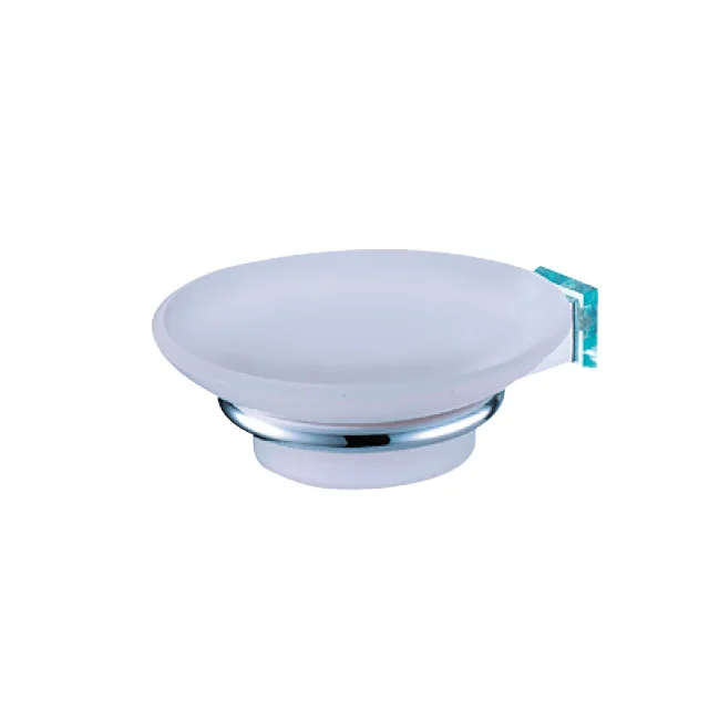 Bathroom Glass Soap Dish With Chrome Plating Brass Holder