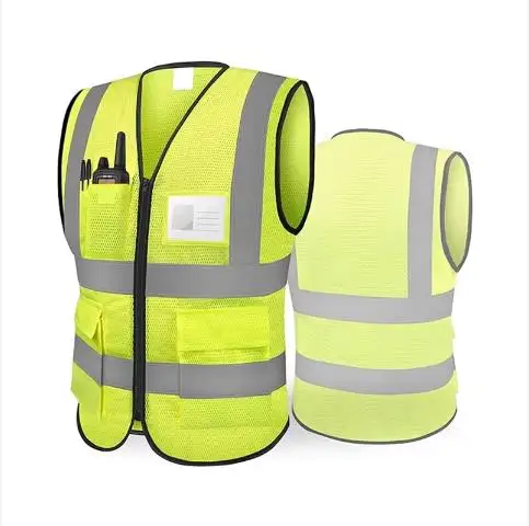 Hi Vis Unisex Sleeveless Uniform Waterproof Constructor 100% polyester  Safety jackets workwear