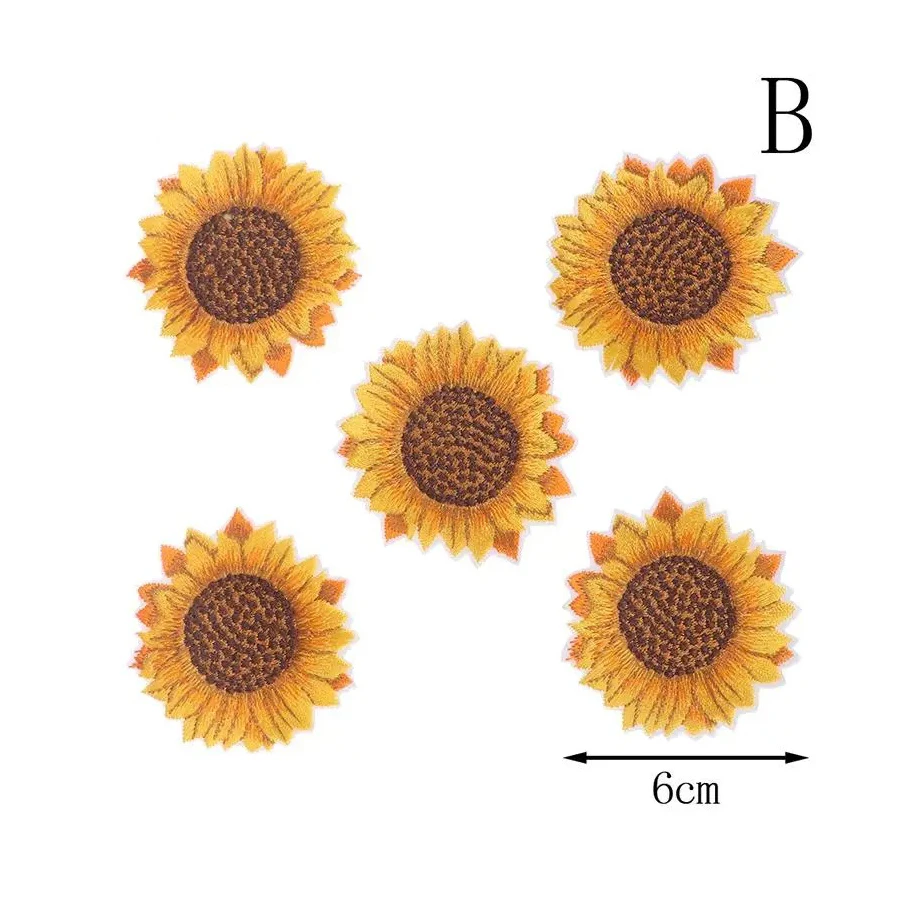Embroidered Sunflower Patch On Sew On Flower Sticker Jeans Pants Shoes Bags Fabric Appliques Handmade Badge