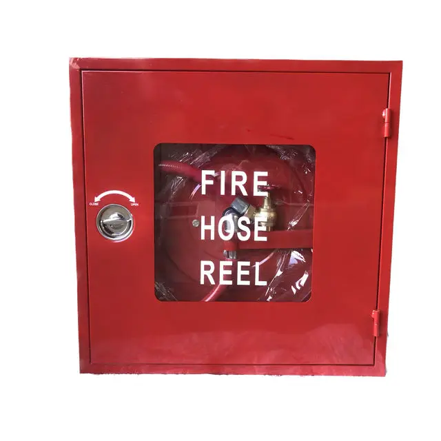 High quality fire protection system recessed fire hose reel box double door fire hose reel cabinet