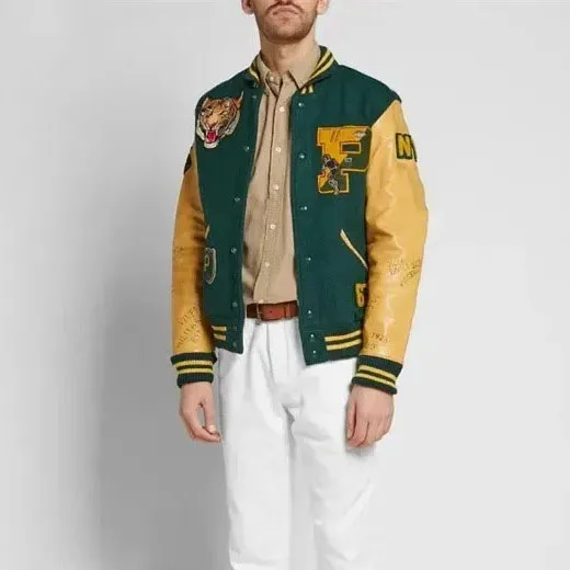 Drop Shoulder Varsity Jacket Oversized Vintage Letter Chenille Embroidery Letterman Varsity Jackets For Men