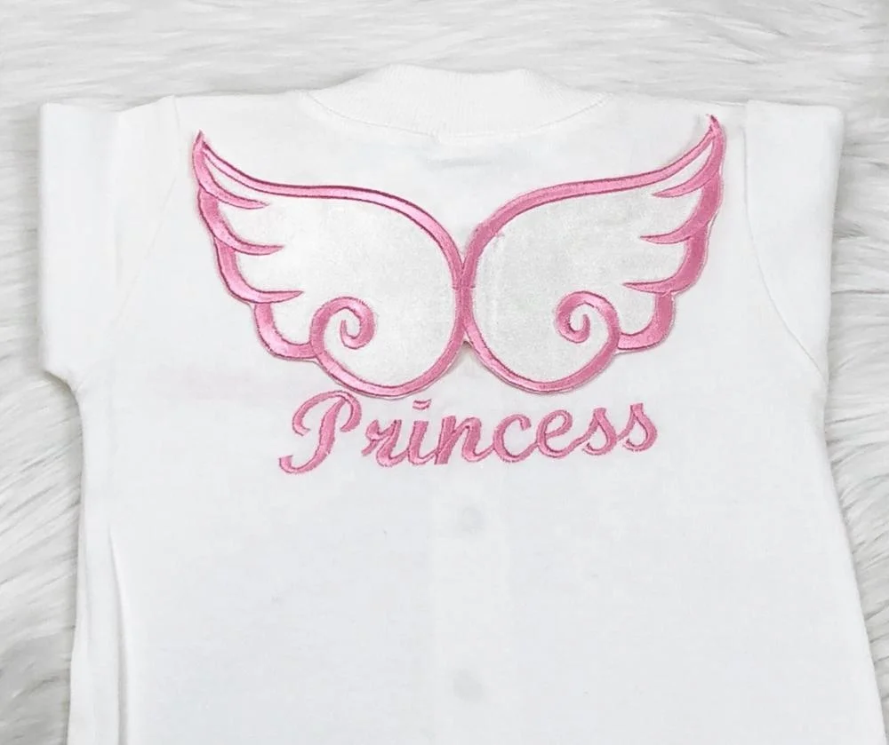 4 Pieces 100% Cotton Fabric Knitted Wholesale Embroidery Long Sleeve Bamboo Bubble High Quality Modern Newborn Angel Pink Set