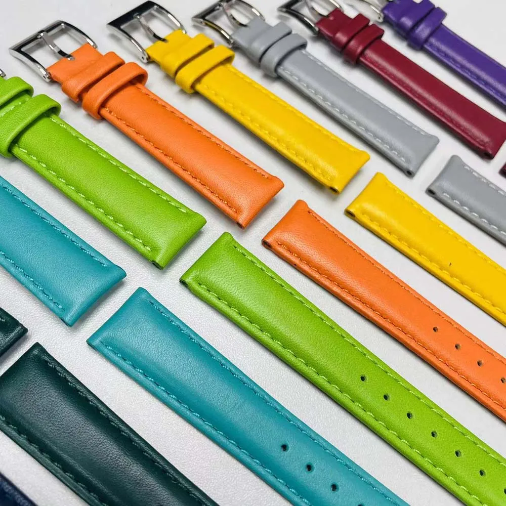 Factory Top Quality ODM Navy Universal 10Mm Italian Leather Replacement Watch Strap Italian nappa For Classic Watch