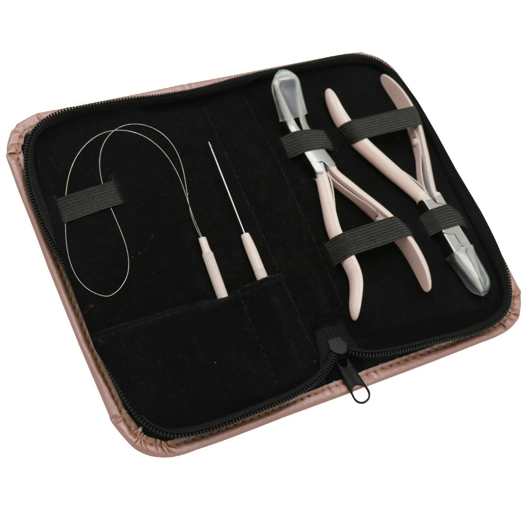 Salon Mini Set Hair Extension Tools Leather Case Set Pliers Customized logo Printing Hair Extention Kit sustainable