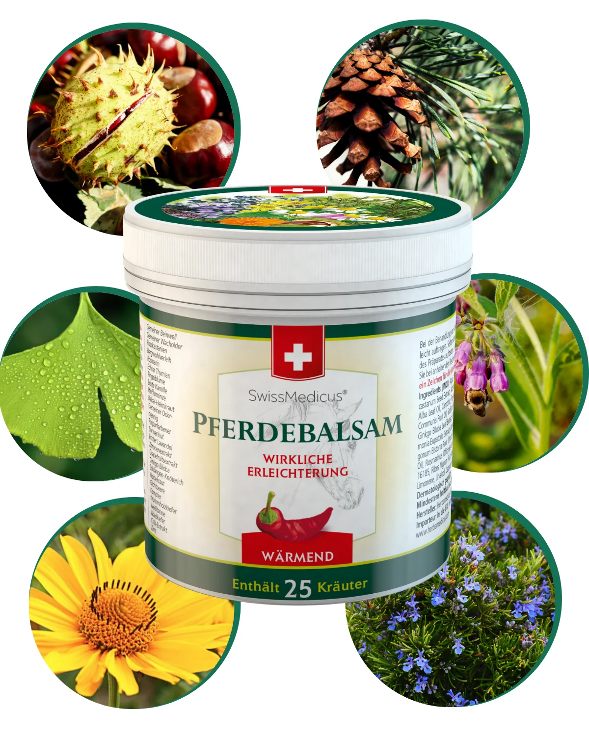 SwissMedicus Pferdebalsam warming for joints & muscles, Swiss quality, Pain relief cream, Varicose veins,  500 ml