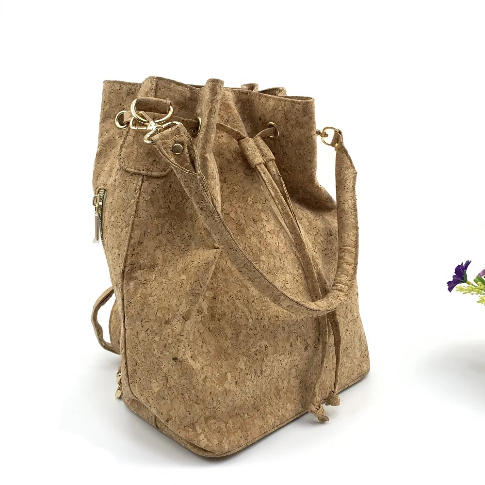 Manufacturers custom wood grain paper backpack Multifunctional foldable cork wood student school bag