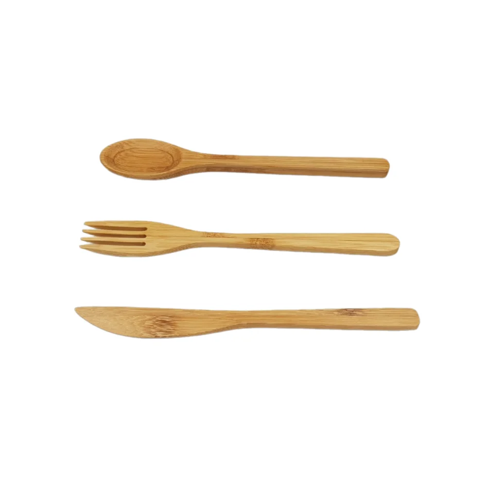 Экологически чистые 3 шт. вилки ложка Бамбуковая набор многоразовых деревянных столовых приборов дорожный дешевые бамбуковые столовые приборы хорошая цена во Вьетнаме