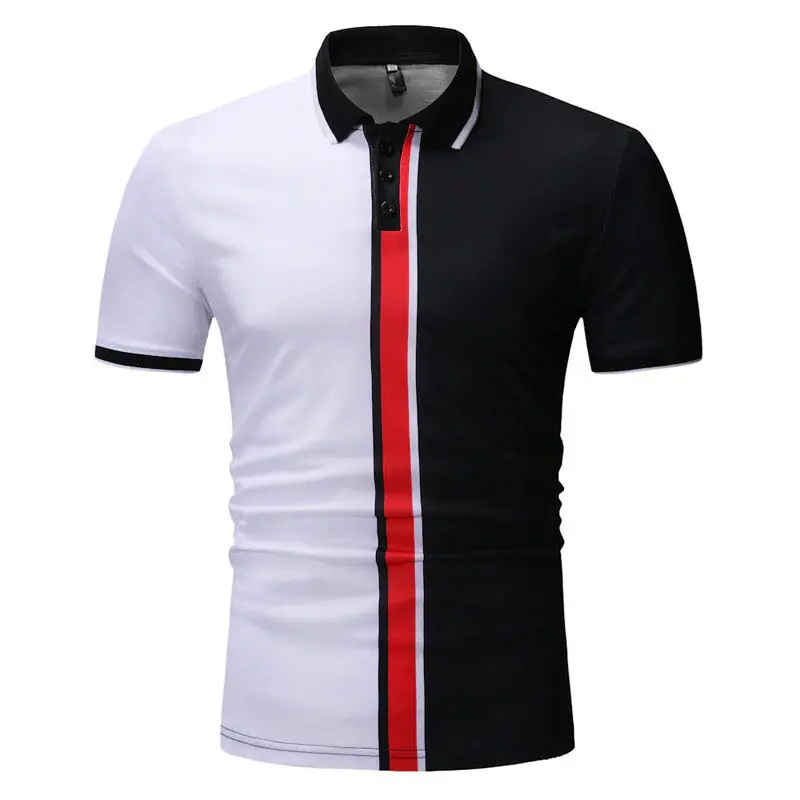 100% Cotton Embroidery Polo Shirt for Men Short-sleeved Patchwork High Quality Summer Brand Polo Shirt Men Clothing