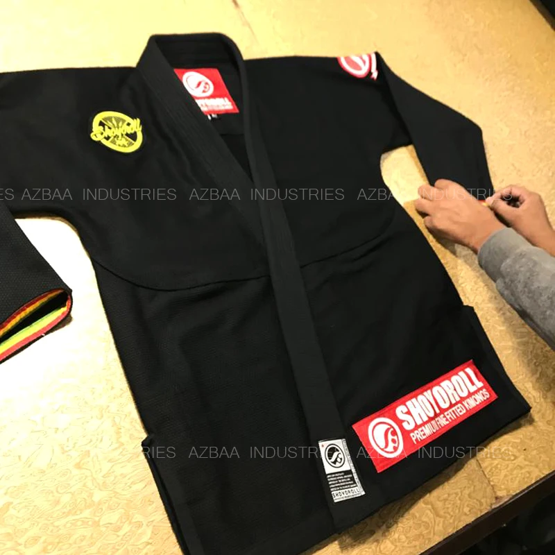 OEM TOP MANUFACTURERS TOP QUALITY BLACK HEAVY WEIGHT 100% PRESHRINK BRANDED BJJ GI