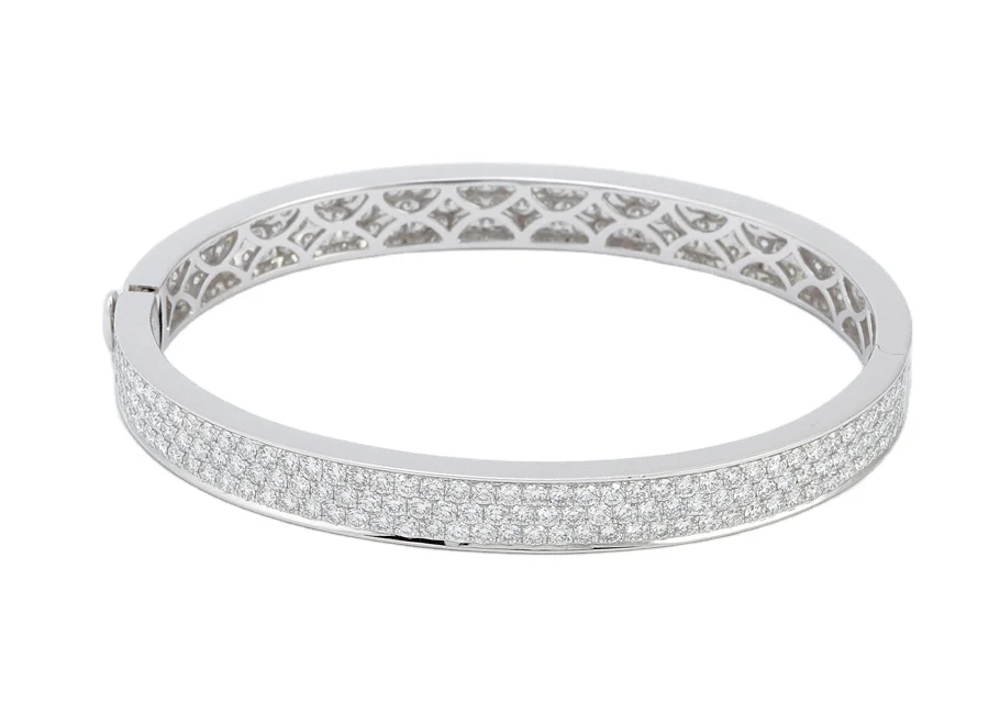 18k White Gold Pave Setting Diamond Bracelet Bangle Lab Grown Diamond Tennis Bracelet For Girls