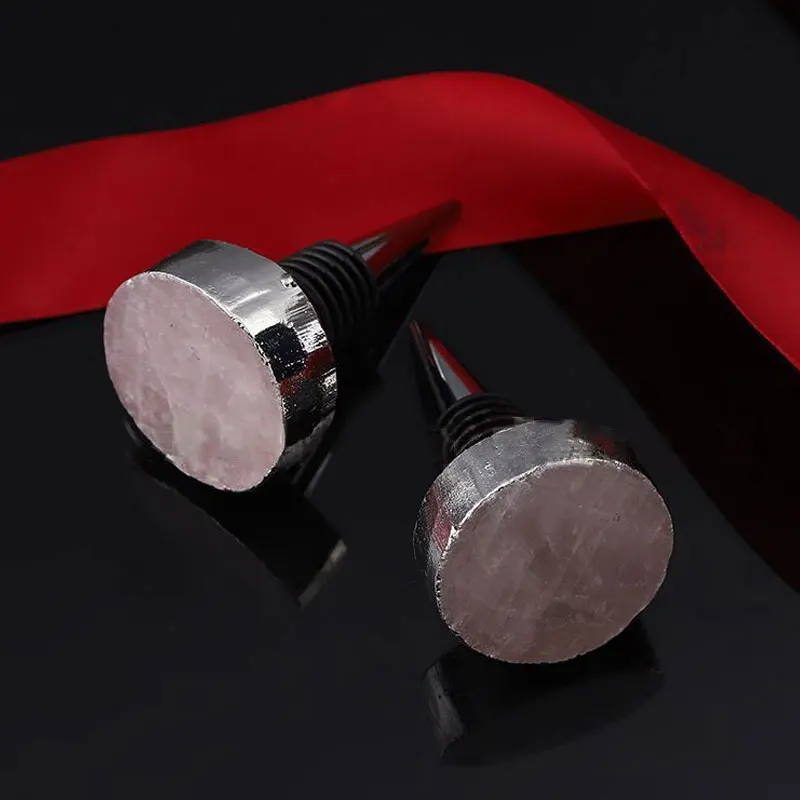 Luxurious Pink Wedding Metal Sparkling Festice Crystal Bottle Cork Wine Stopper Custom