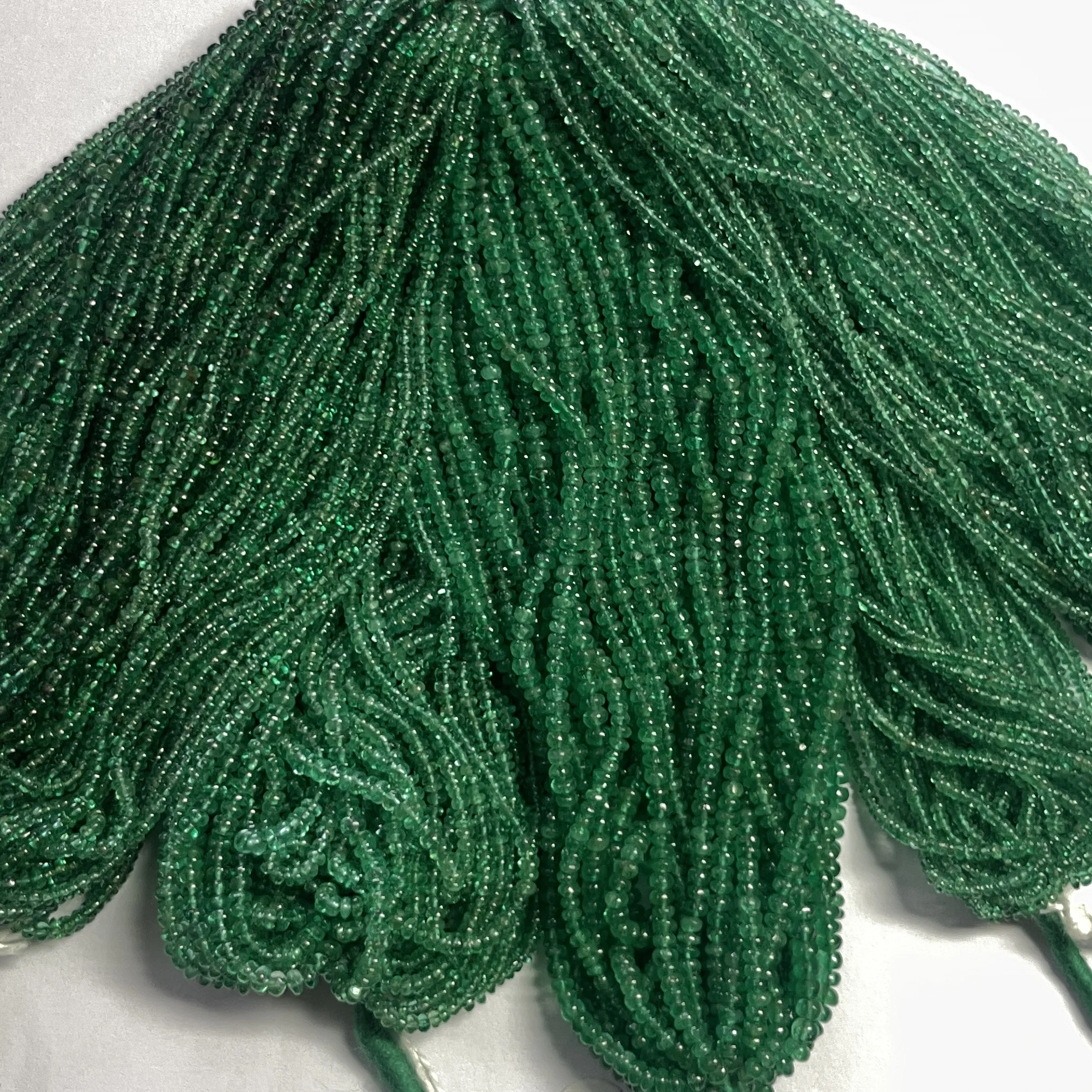 2mm 3mm Natural Green Zambian Emerald Smooth Rondelle Gemstone Beads Strand Small Little Bead for Jewelry Making Fine Real Carat