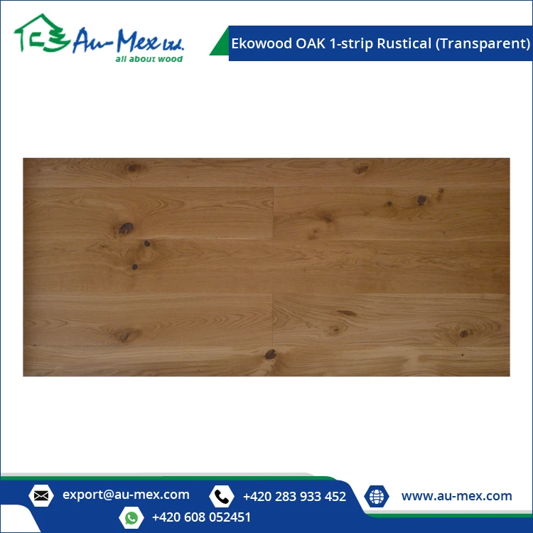 Good Quality Sturdy Built European Rustical Grade Ekowood OAK 1-strip Transparent Engineered Wood Flooring Manufacturer