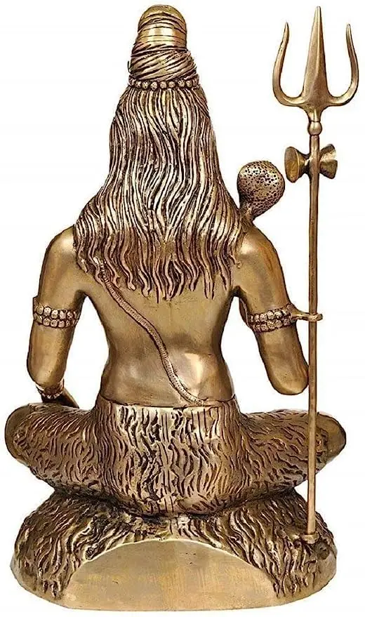 Brass Shiv with Trishul, Bhole Bhandari Statue, Big Size Golden Color Idol for Temple/Home Decor, Gift Item, Weight - 14 Kg