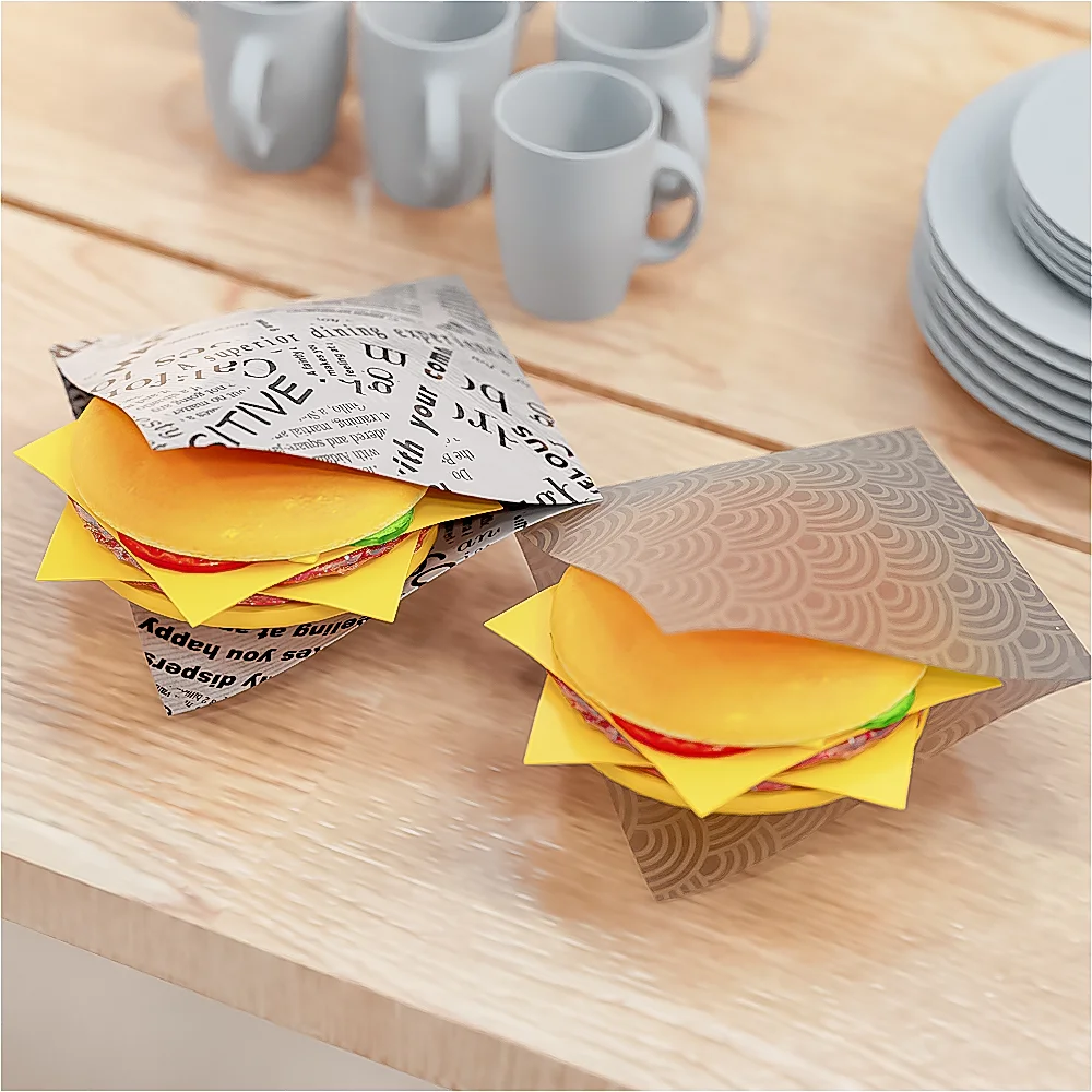 Custom Baking Newspaper Greaseproof Paper Bag For Fast Food