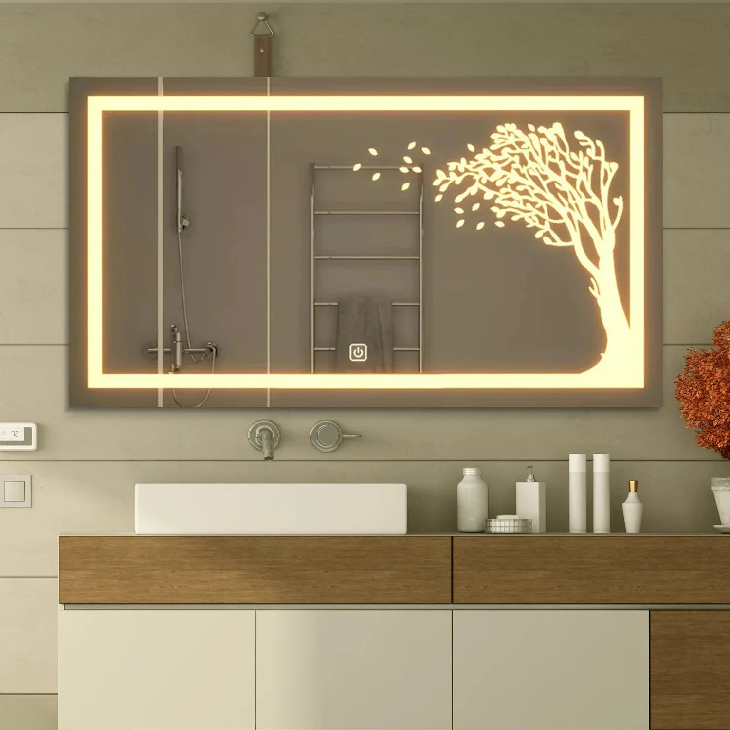 Buy Now etl listed hotel renovation customized modern smart defogger rectangle bathroom led mirror with led light bathroom mirr