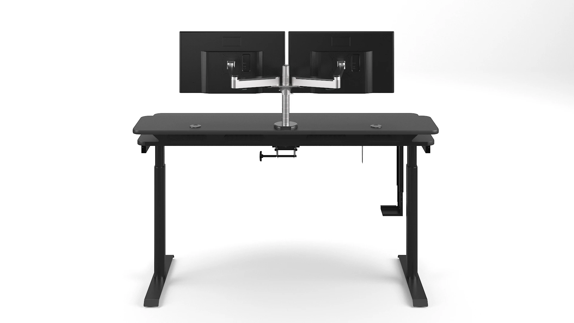 VersaDesk Modern Powerlift Split Level Electric Standing Desk Black-for Office Home School Living Room or Outdoor Use