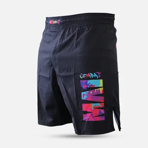 Wholesale Plain Fight Mma Custom Logo Kick Boxing Muay Thai Shorts Pink Purple Black Red White Light XXL Cotton Blue Embroidery
