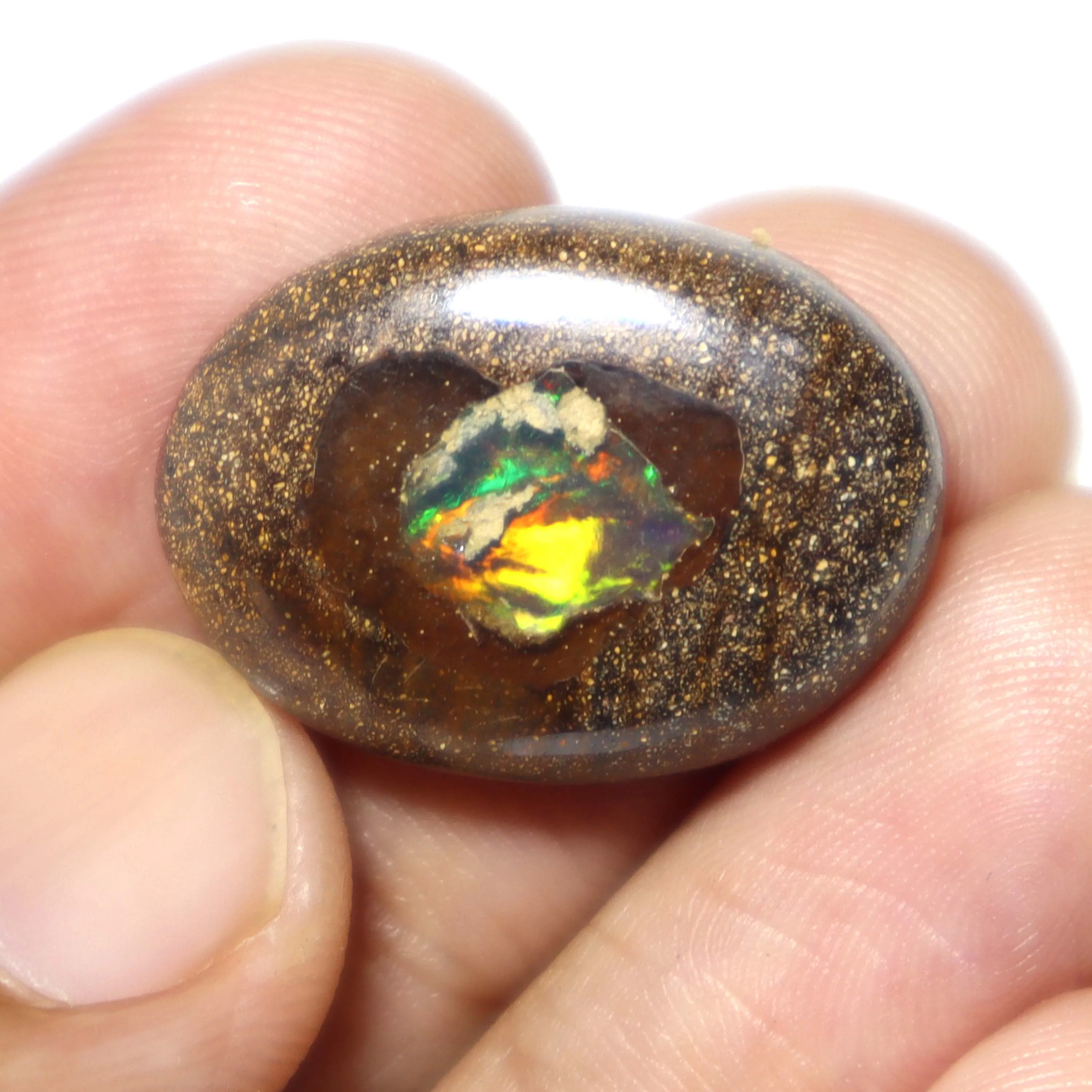 Natural Multi Fire Boulder Opal Cabochon Oval  Shape Australian Opal Loose Gemstone For Use Jewelry Making