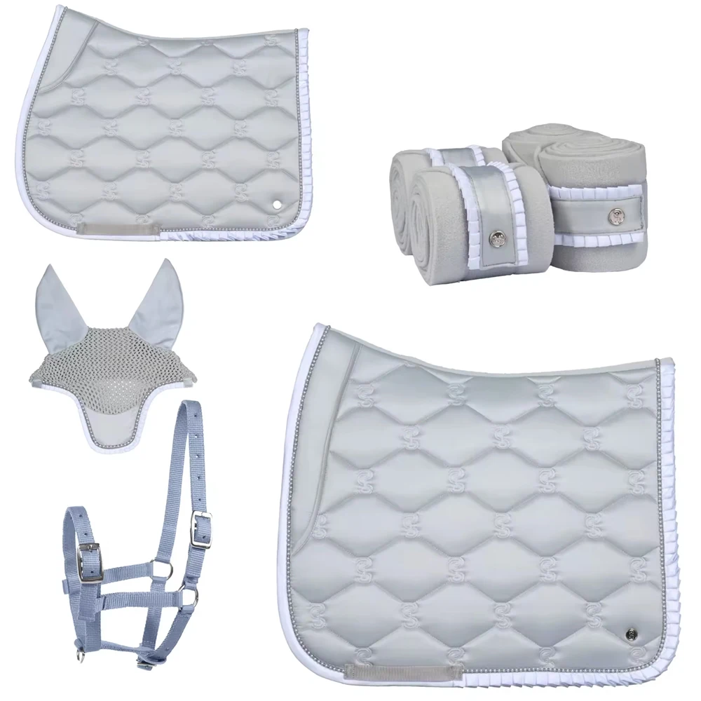 High Quality Matching Saddle Pad set with horse boot bell boot lead halter Wholesale Stylish Equestrian Products Saddle Pads Set