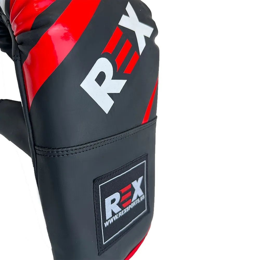 REX Custom Printed Boxing Bag Mitts Matte Black Artificial Leather Punching Gloves for Training 4oz, 6oz Fitness Mitts