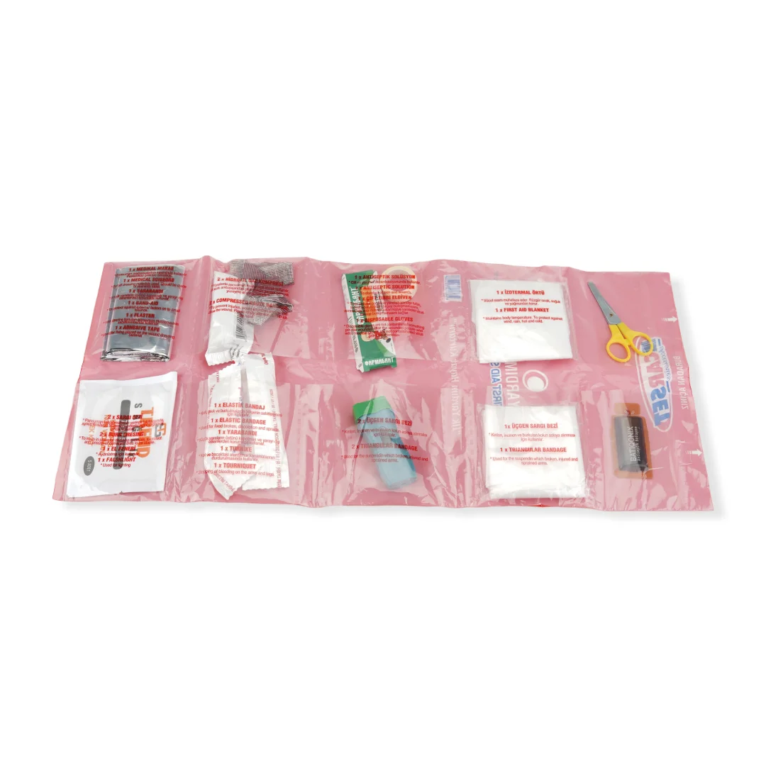 All in-Bag  Traffic Safety Tools 8 Pcs Including First Aid Kit and Fire Extinguisher
