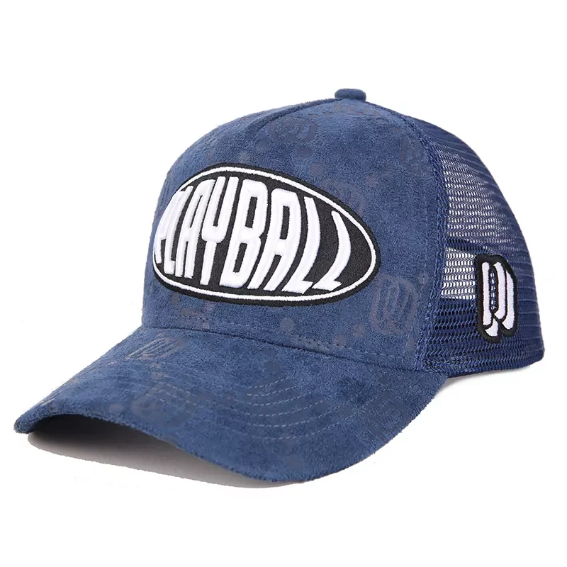 Wholesale Customization High Quality OEM New Flower Embroidery Patch 5 Panel Orange Velvet Trucker Hat