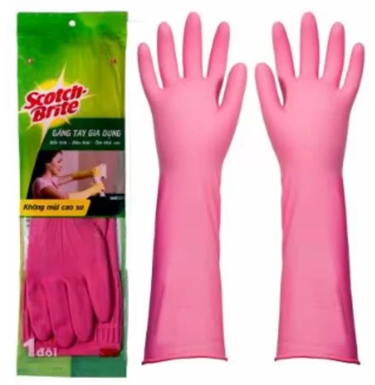 Scotch Brite 3M Anti-Slip Household Gloves, With Genuine 3M Hanger, 39cm Long - Helps Clean Doors, Wash Clothes