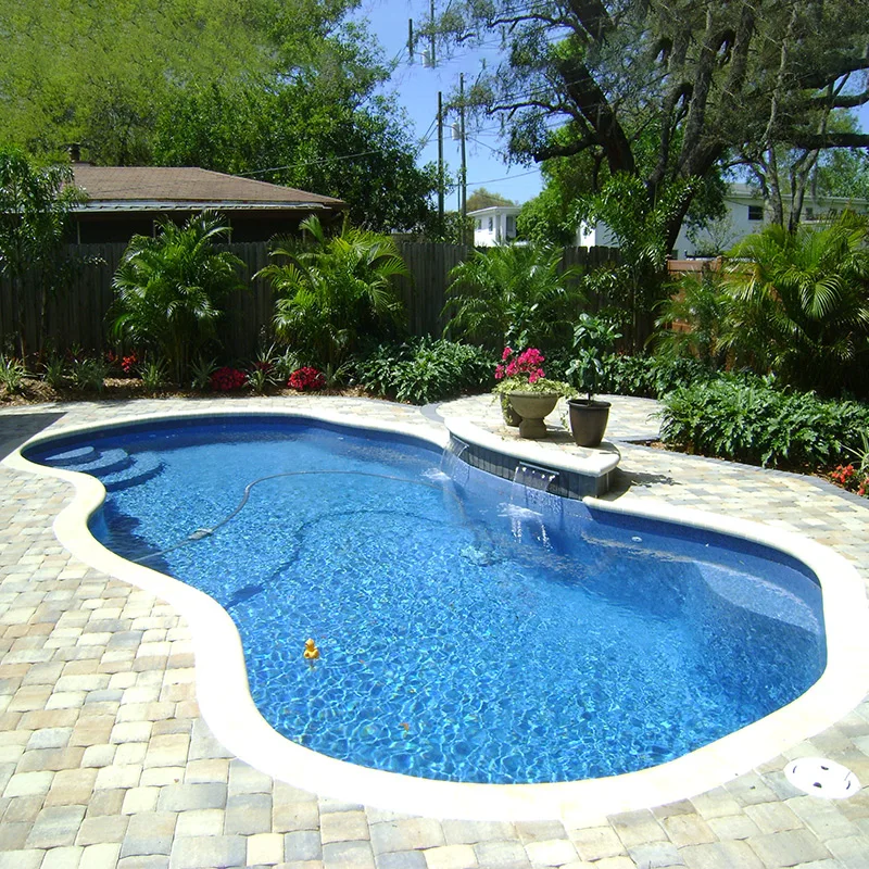 Custom Blue Large Fiberglass Swimming Pool for Adults and Kids Family Resort Villa Home with Outdoor Spa Usage