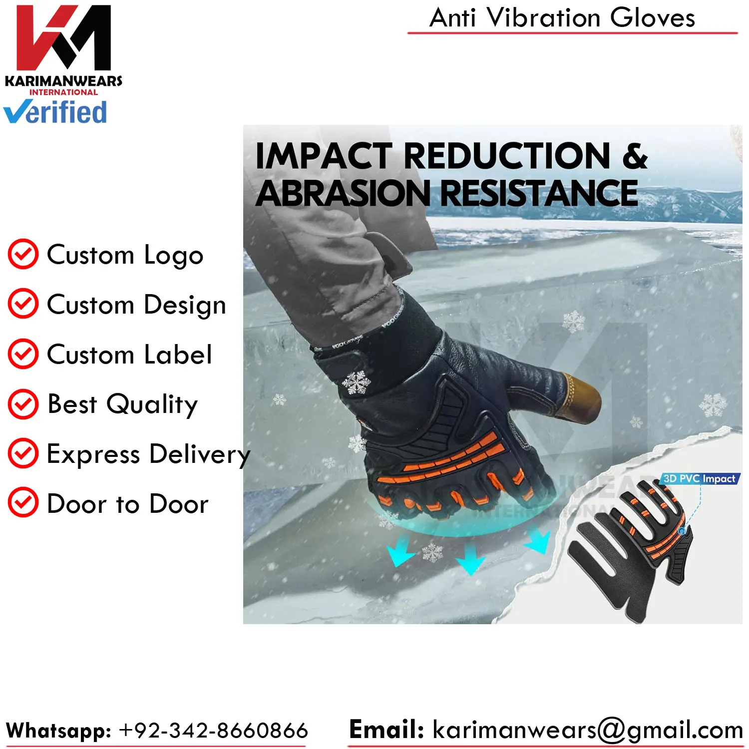 Anti Vibration Gloves Gel Padded Palm Work With Grip Heavy Duty Industrial Use Shock Absorption Hand Protection