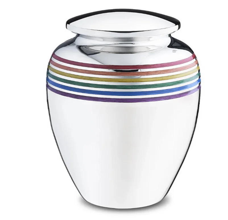 Sky Blue Elegant Design Silver Brass Cremation Urn For Ashes