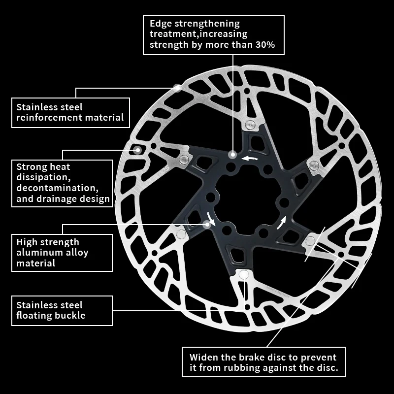 BUCKLOS 160mm Rotor 6 Bolts MTB Brake Disc Heat Dissipation 160 Mm Bicycle Hydraulic Disk Brake MTB Bike Disc Rotor Brake Part