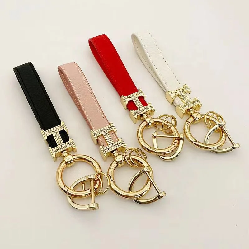 Diamond Belt Keychain Female Exquisite and Creative Simple Car Key Ornament microfiber leather Key Chain