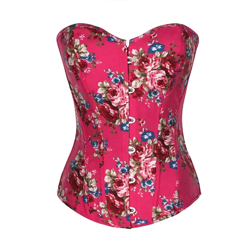 Women Girl Flower Corsets Green Bustier Waist Slimming Floral Topp Quality Women Corset