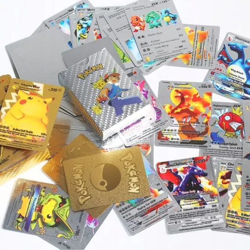 55 Vmax Metal pokmon Card English Version Box Gold Black Golden Letters Silver Collection Charizard Pikachu Cards Pack Toy Gift