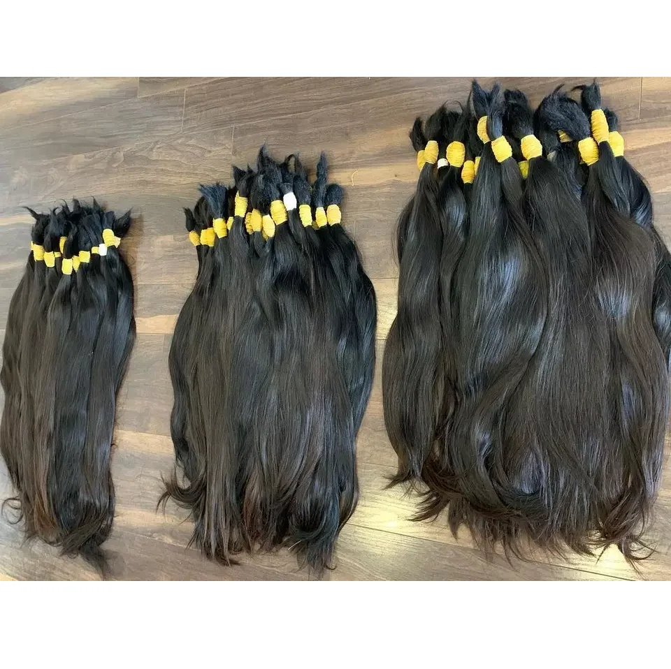Bulk hair 100% Raw Human Hair Extensions Bundles from Vietnamese Double Drawn no tangle or shedding no wet natural hair
