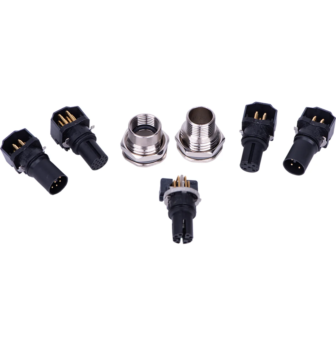 M12 12 pins A code male shielded straight panel mount insert equivalent to phoenix 1442065 connector PCB dip type