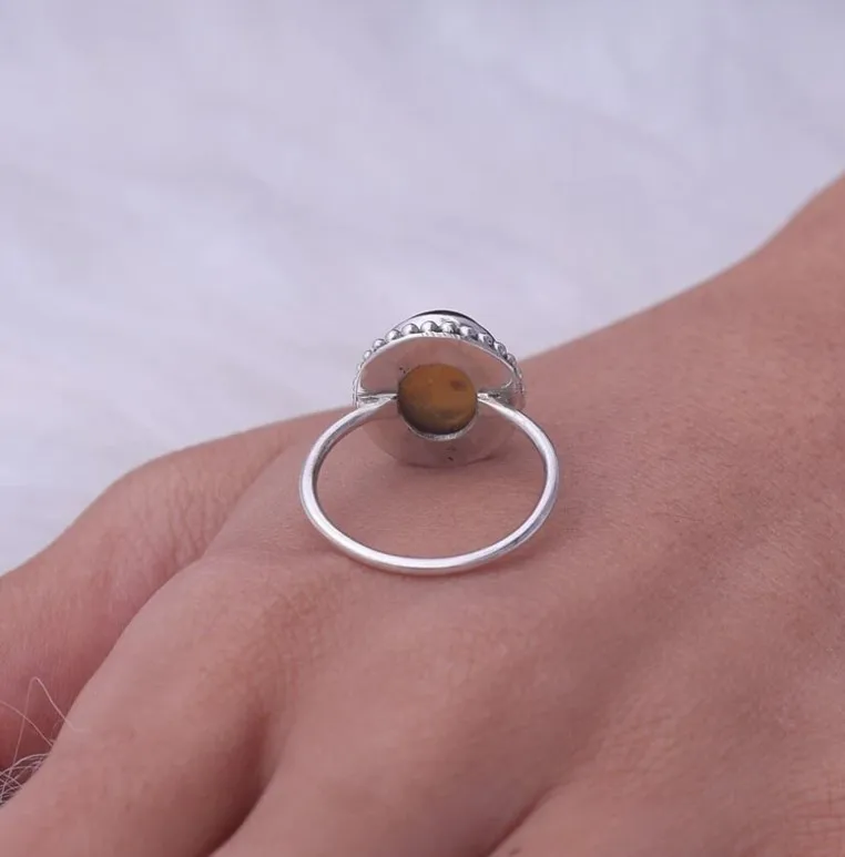 Высококачественный однотонный 925 из стерлингового серебра натуральный Балтийский Янтарный Драгоценный камень овальный кабошон кольцо для женщин