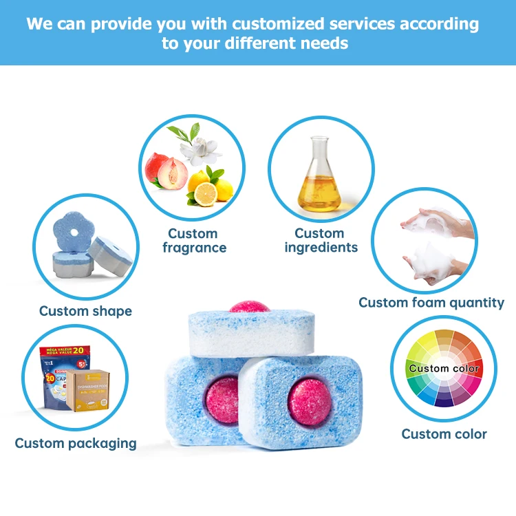 New Eco-Friendly Water Soluble Film All-in-One Dishwashing Tablet for Auto Dishwasher Kitchen Cleaning Tablets