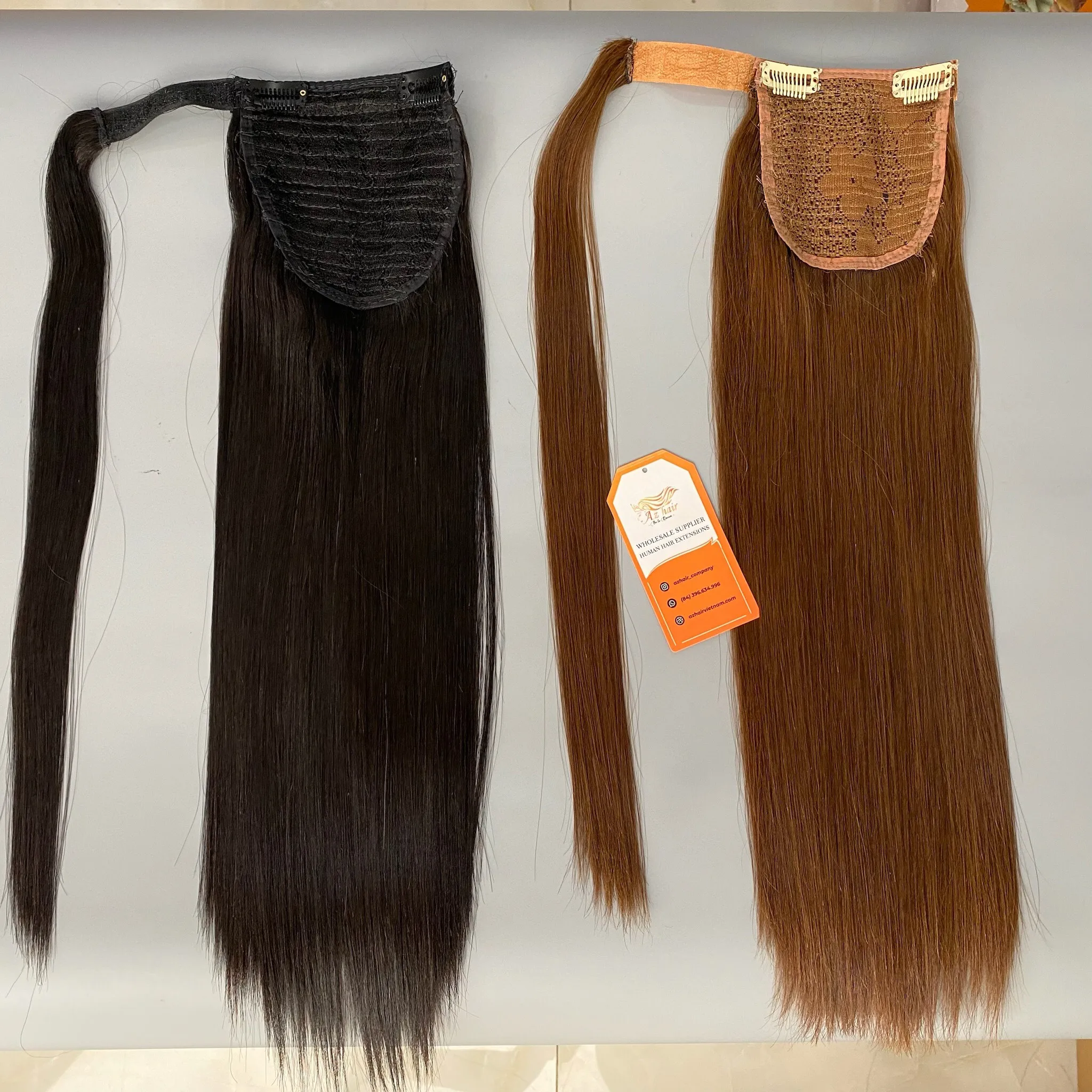 100% Virgin Vietnam Real Human Hair Ponytails Extensions Wholesale Clip In Human Hair Wrap Around Drawstring Ponytail Human Hair