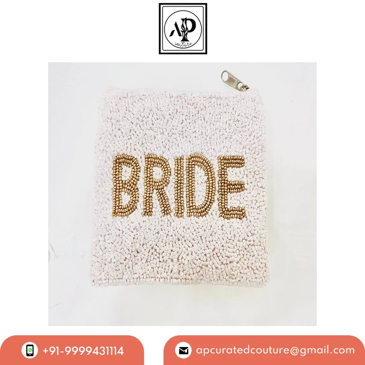 2023 Latest Arrival Festive Collection Multi-function Canvas Fabric and Beads Coin Purse Makeup Organizer for Bulk Buyers