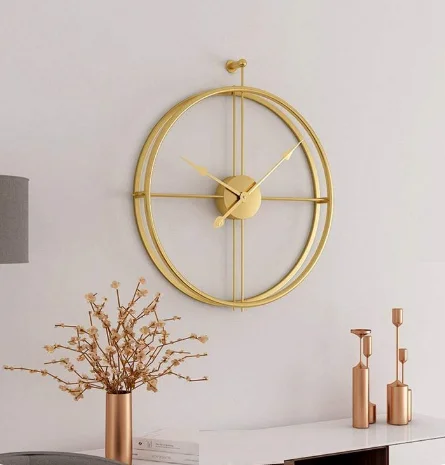 New Arrival Looking Modern Clock Extra Large Silent Metal Wall Clock with Metallic Power Coated for Living Room Decor