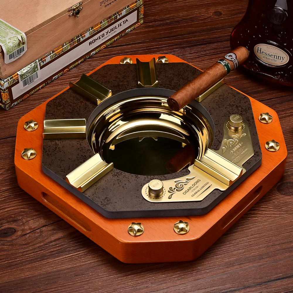 High quality luxury cigar ashtray personalized wholesale gift office use high-end retro custom cigar ashtray