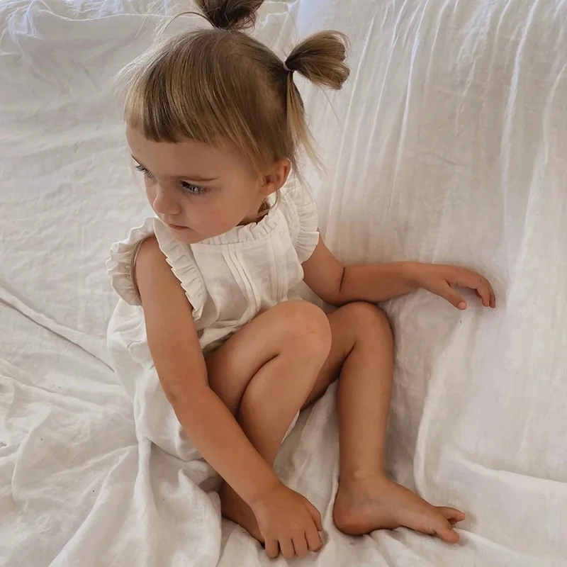 New Designs Popular Newborn Babies Clothes 0-6 Girls Linen Clothes Baby Rompers