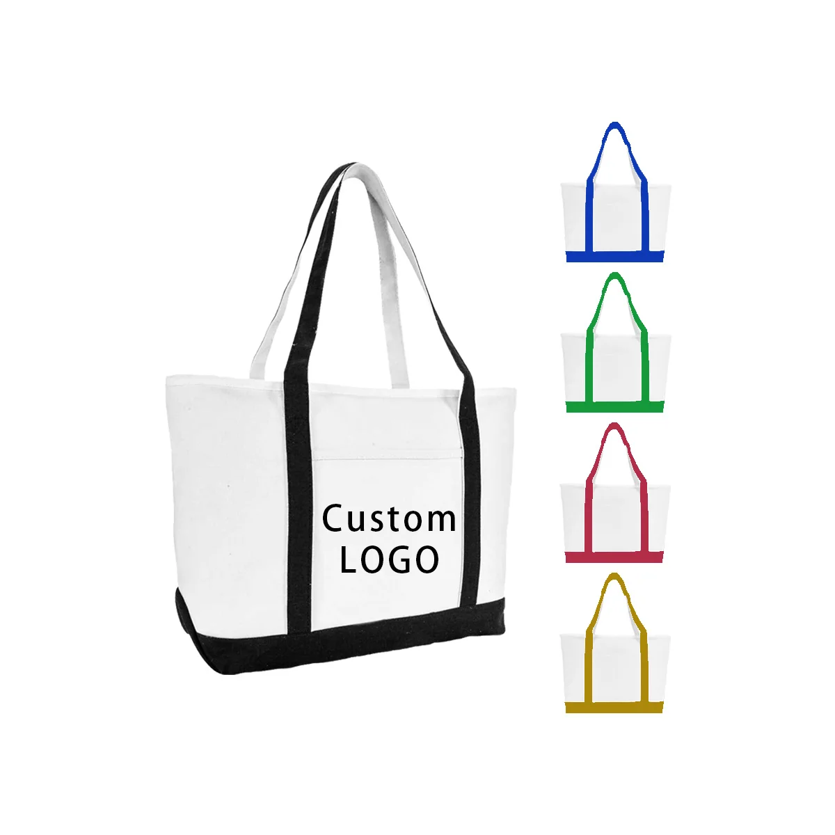 HANSUN Wholesale Large Recycled Heavy Duty 8 10 16 18 24 oz Cotton Canvas Shopping Tote Grocery Bag with Custom Print logo