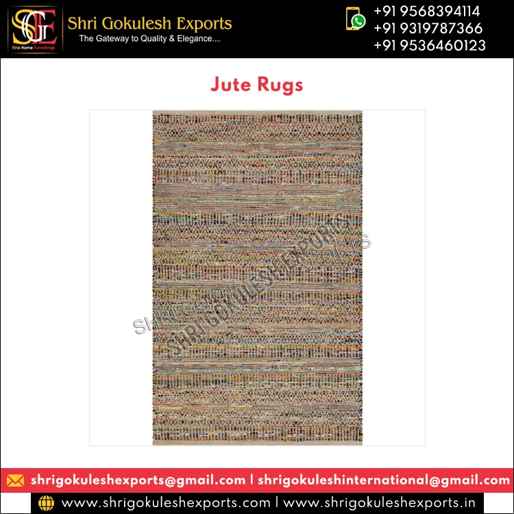 Best Wholesale Deal on Highest Quality Multicolor Handmade Woven 100% Natural Fiber Jute Rug for Floor Living Rooms