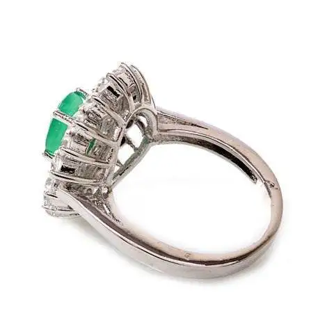 Модные кольца из серебра 925 пробы с натуральным зеленым ониксом и белым кубическим цирконием