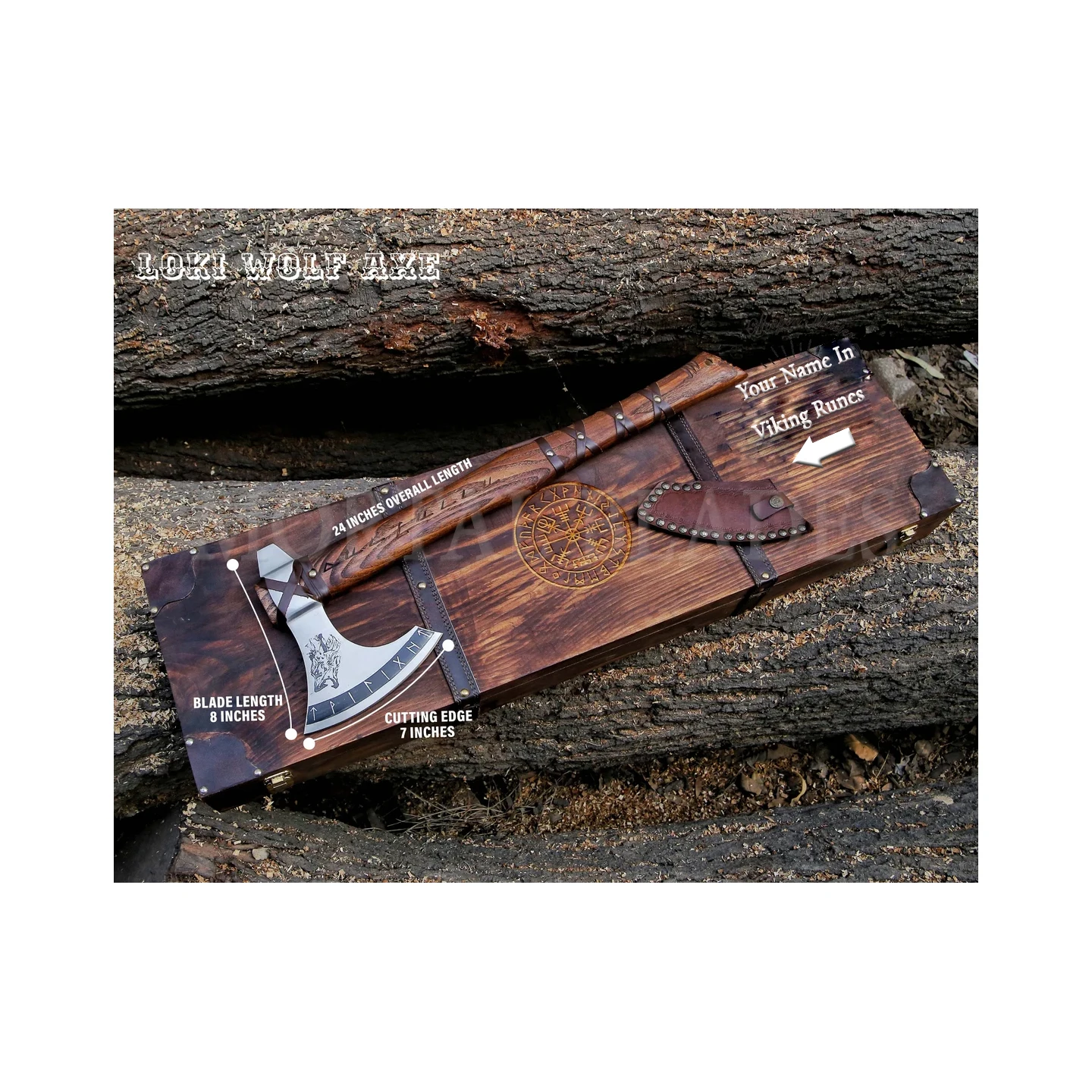 Hot Selling Forged High Carbon Steel Acid Etched Viking Axe Viking Tomahawk Spike Axe Outdoor Survival Camping Axes