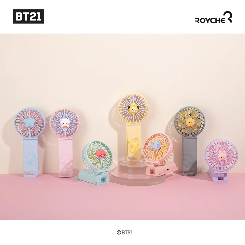 BT21 Portal Dual Blade Handy Fan Mini Table and Handheld Foldable USB Charging Fans